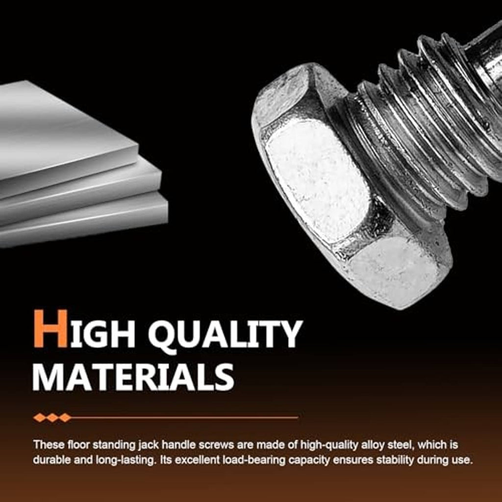 Close-up of silver hex-head threaded jack handle bolt with metallic finish