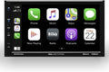 7-inch car stereo touchscreen receiver with app icons on front display