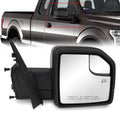 Passenger side heated power mirror with black housing and clear reflective glass