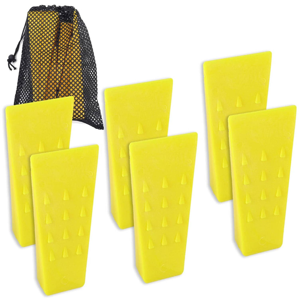 Yellow tree felling wedges with spike teeth, 5.5-inch set (6 pack)