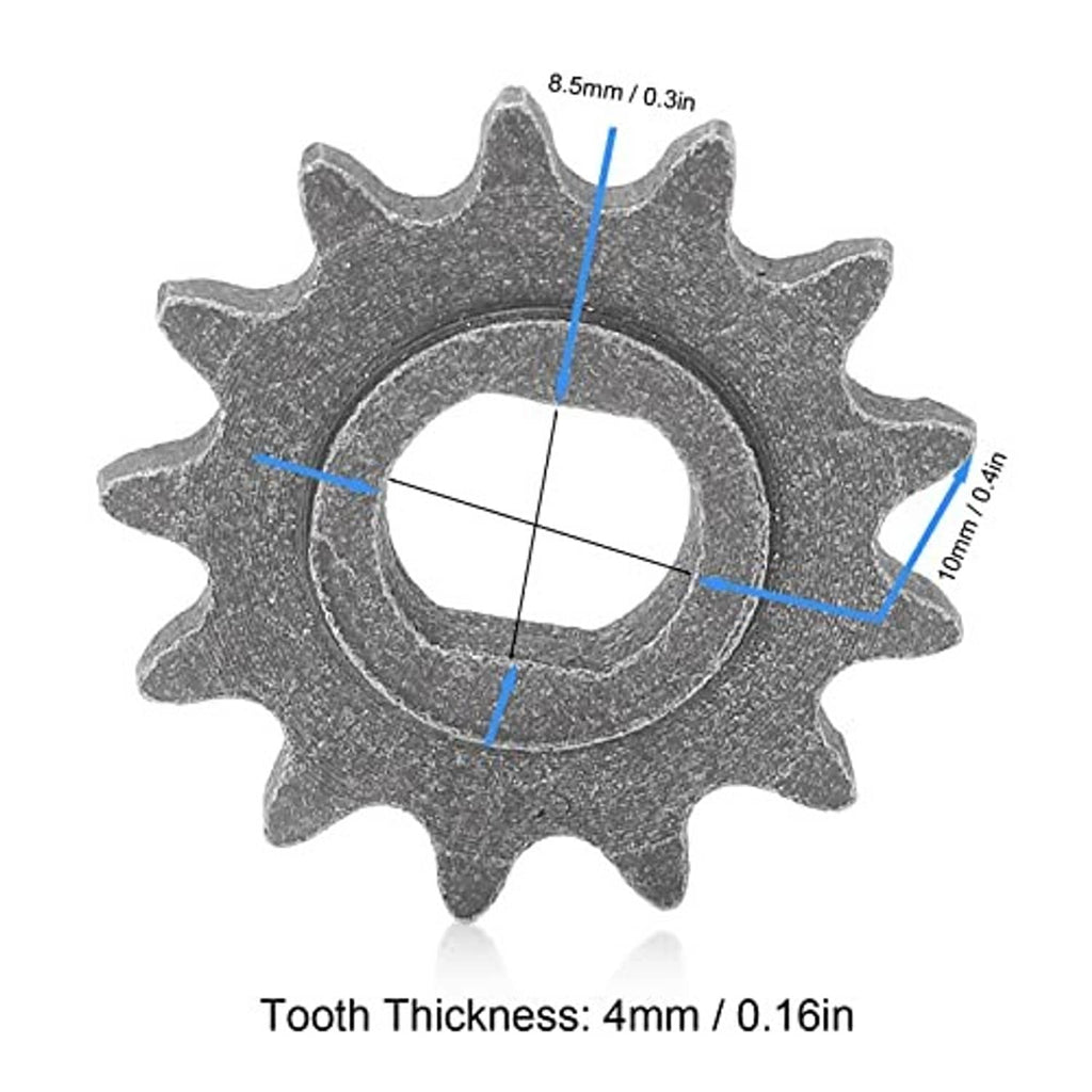 Dark gray 13-tooth chain sprocket with center hole; dimension markings highlighted