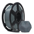 Grey PLA filament spool with visible windings, includes small grey sample block