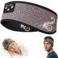 Fulext dark heather sleep headphone headband with black control panel and music notes