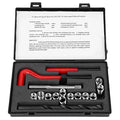 17-piece thread repair kit for damaged threads, with red handles, taps, and insert set in case