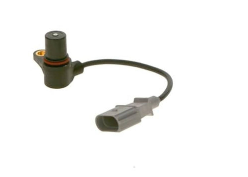 Crankshaft position sensor with olive sensor body, black cable and gray connector plug