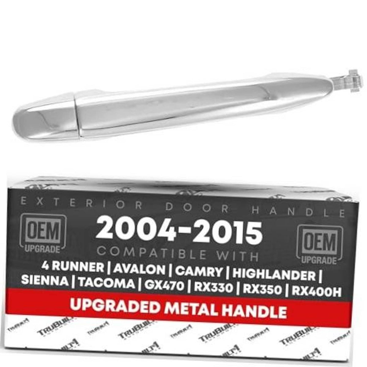 Silver exterior front passenger door handle, upgraded metal finish