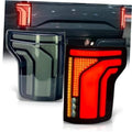 LED tail light assembly with red and amber LED bars, chrome housing