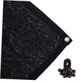 Black shade cloth panel with reinforced stitched edge and metal grommet