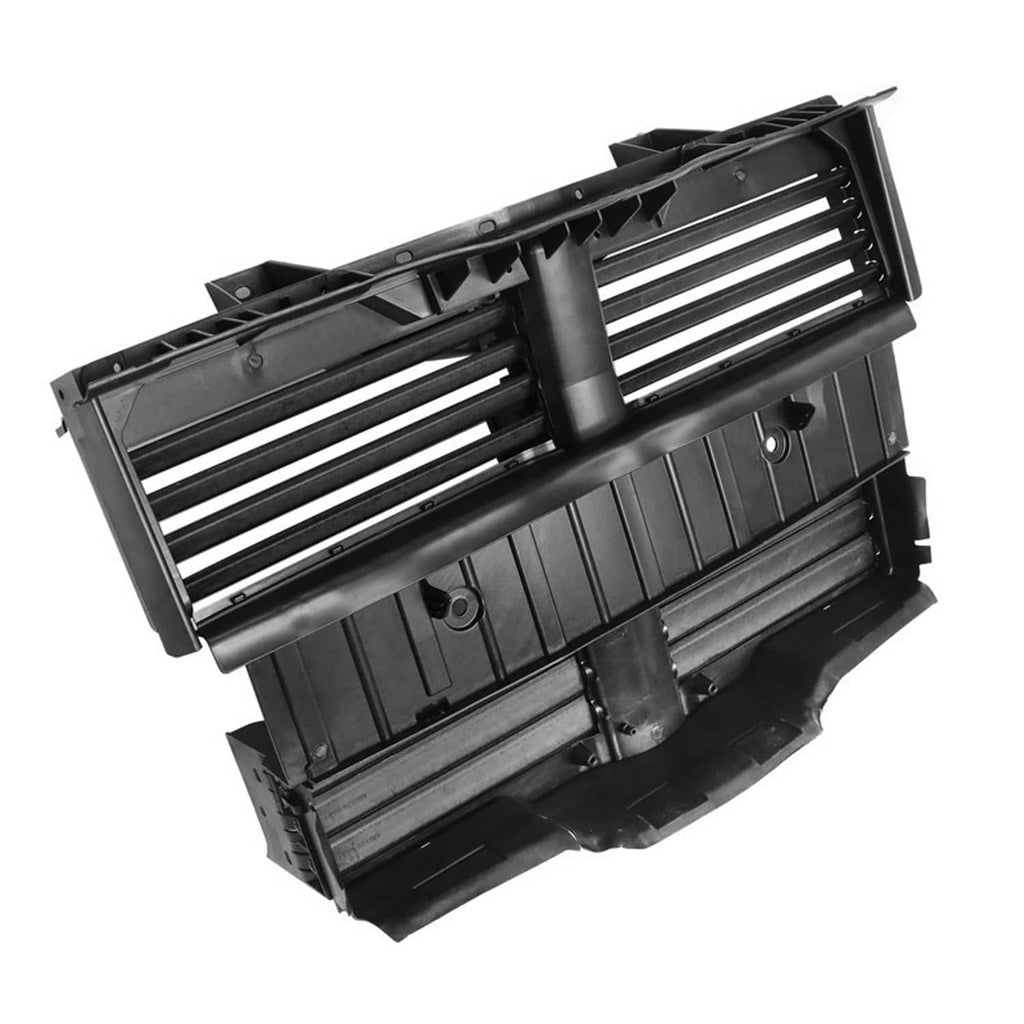 Black radiator shutter control assembly, angled, with vent slats and central actuator