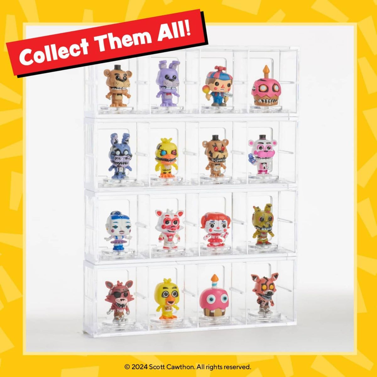 Collect-them display case filled with multiple Bitty Pop! mini figures