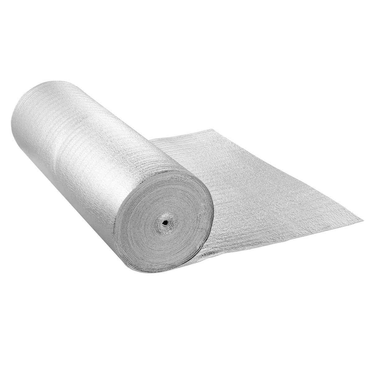 Double reflective radiant barrier insulation foam roll, gray foil layer on backing