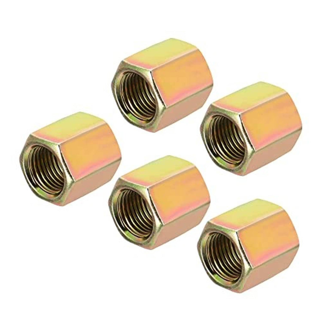 Five zinc-plated hex coupling nuts, M10x1 fine internal threads for stud rods
