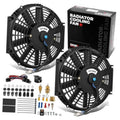 12-inch electric radiator cooling fan, black twin-pack with mounting accessories