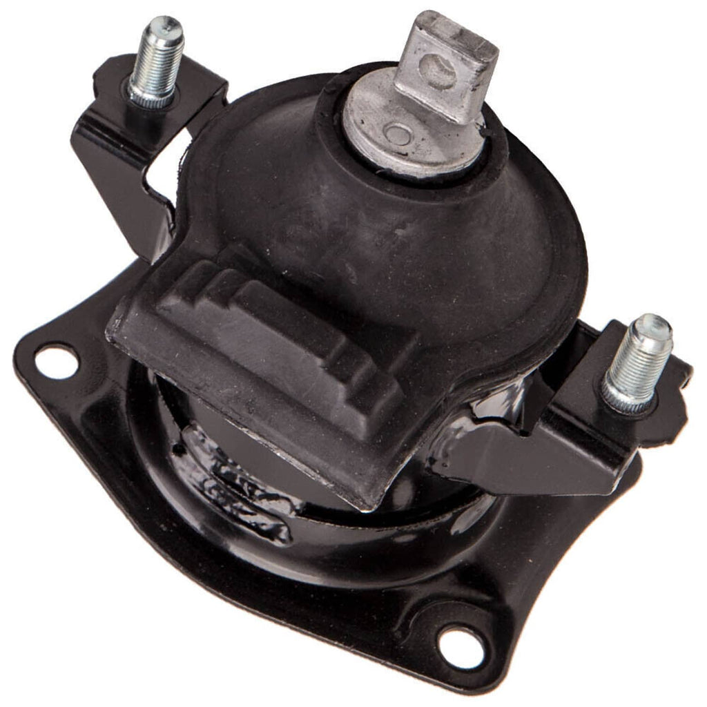 Black rubber engine mount with metal bracket and two threaded studs