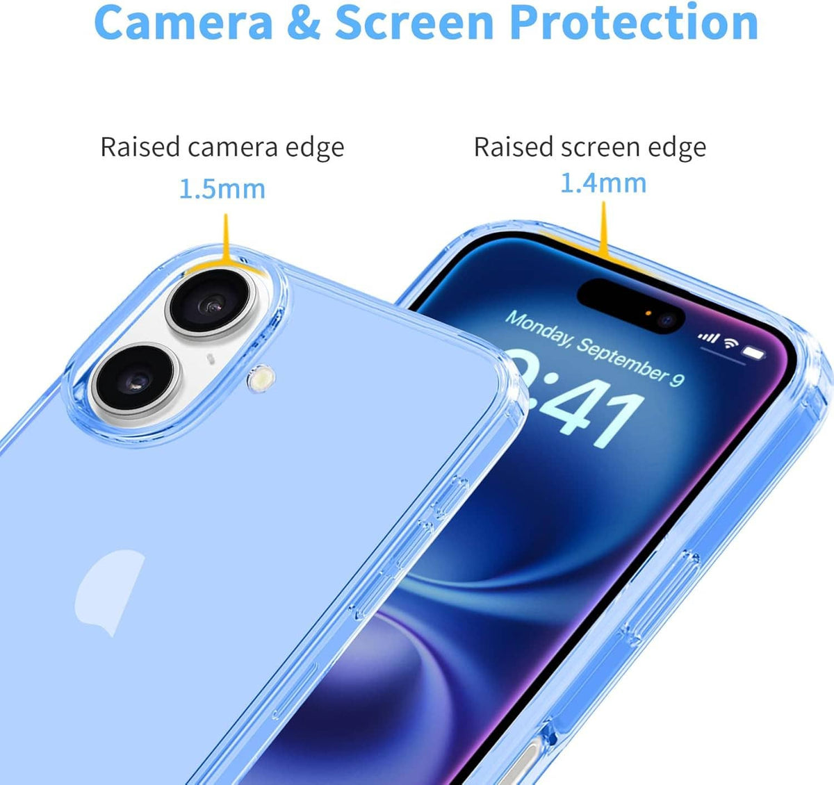 Clear TPU iPhone 16 Plus case with raised camera and screen edges