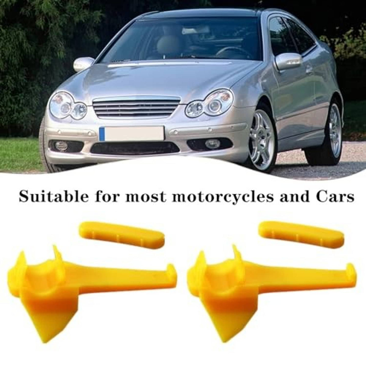 Yellow plastic tire changer inserts set with fork-style mount tips and short bars