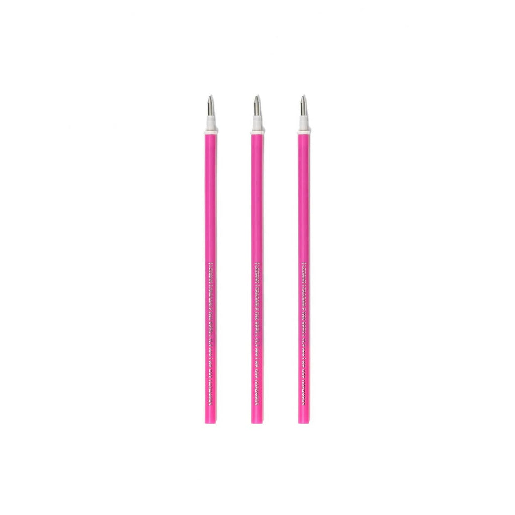Three pink thermosensitive gel pen refills, 0.7mm tips