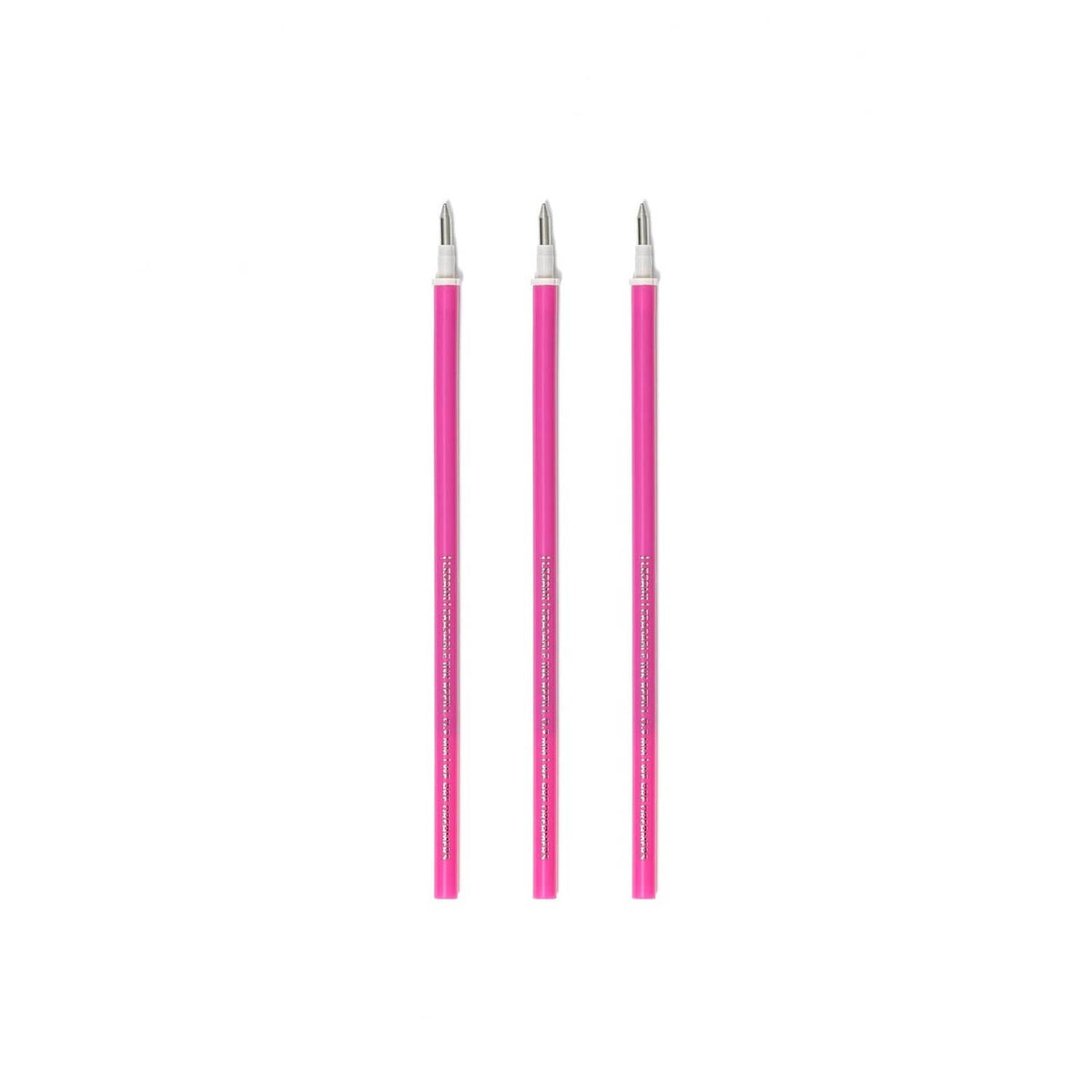 Three pink thermosensitive gel pen refills, 0.7mm tips