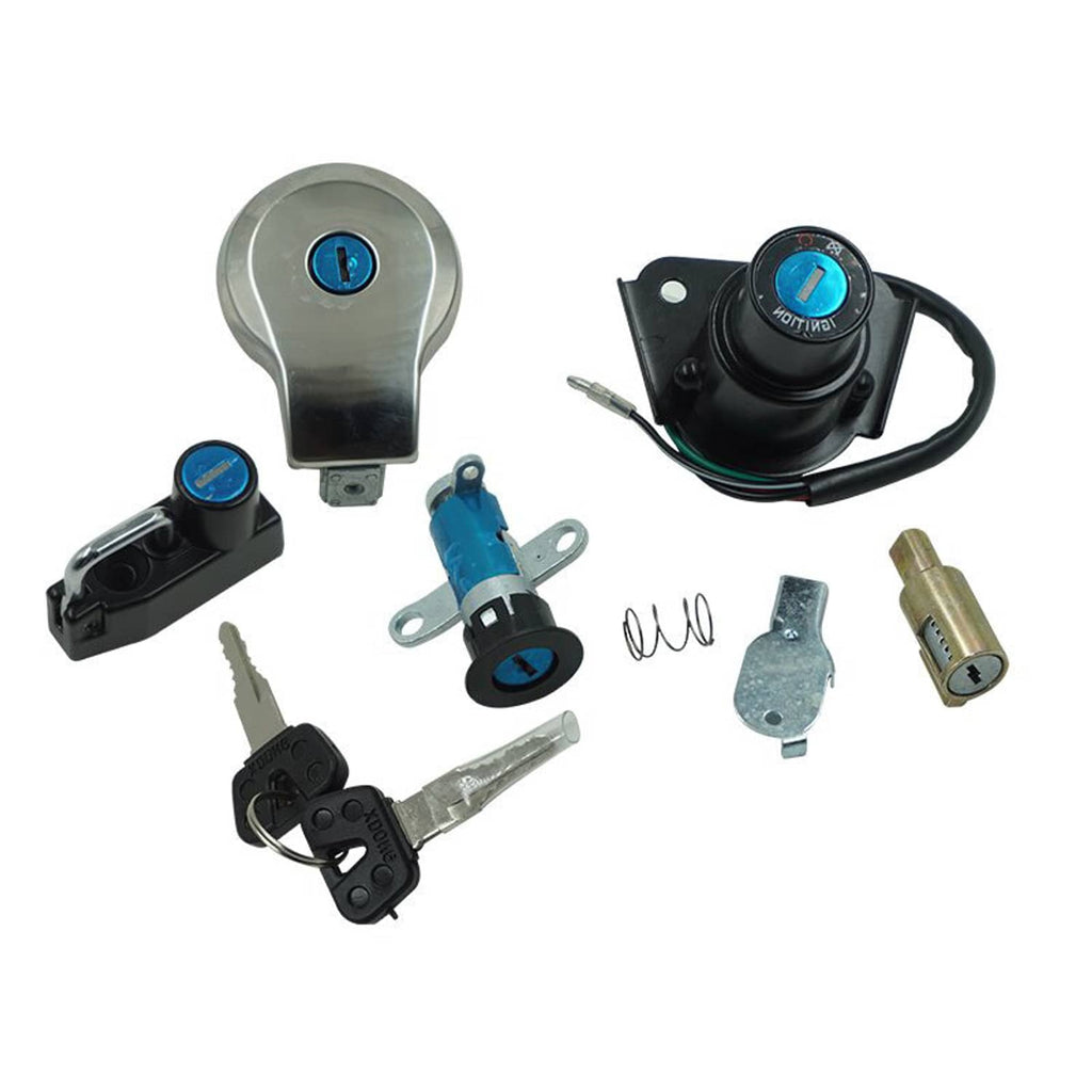Ignition switch assembly with blue key and keys, wiring harness components