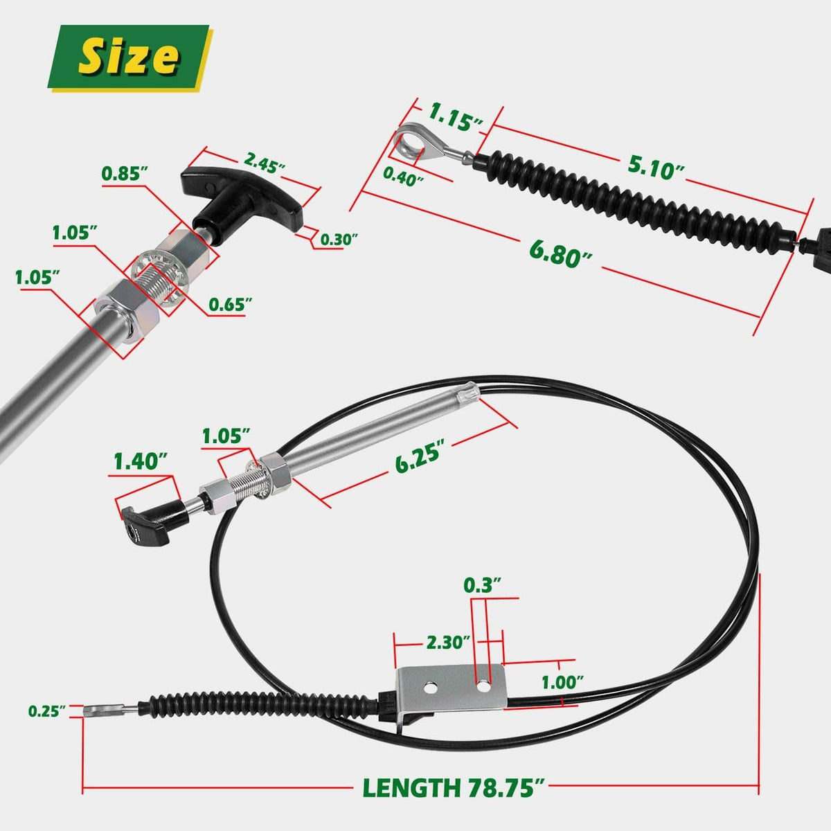 Spout control input cable with length 78.75 in shown in a dimension diagram