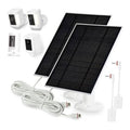 Solar panel charger kit with two solar panels, stands, cables, and wall mount accessories