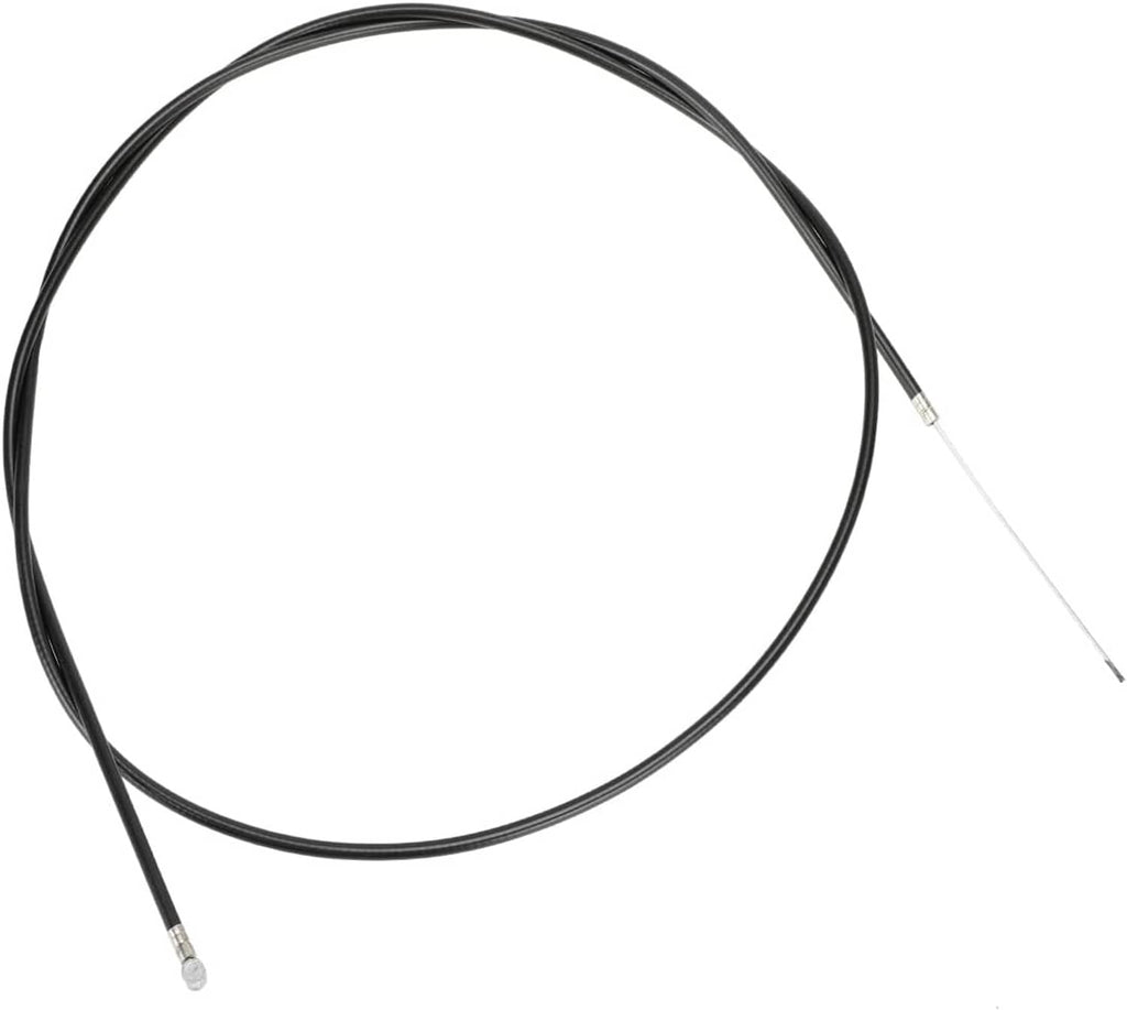 Black universal throttle cable loop with silver barrel end and exposed white inner cable.
