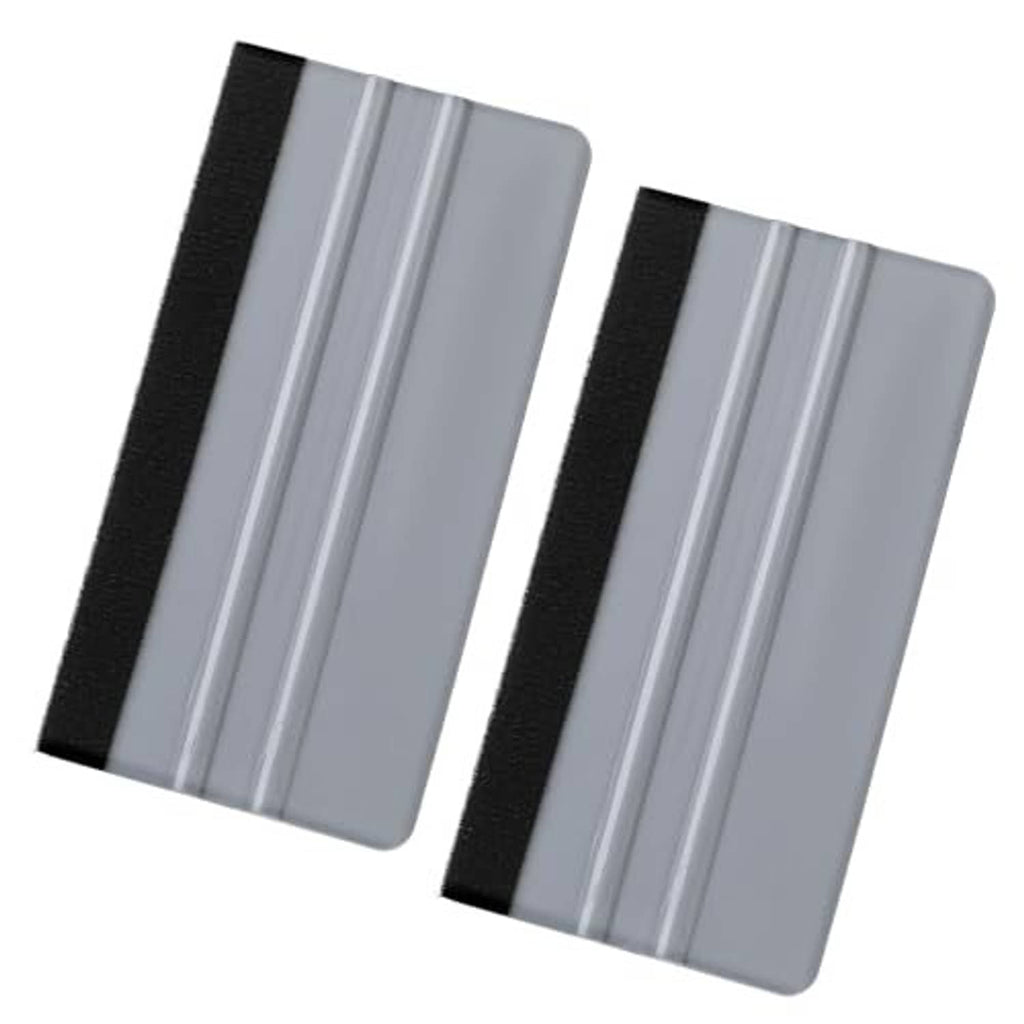 Set of two gray felt squeegees with ribbed surface and black non-slip edge