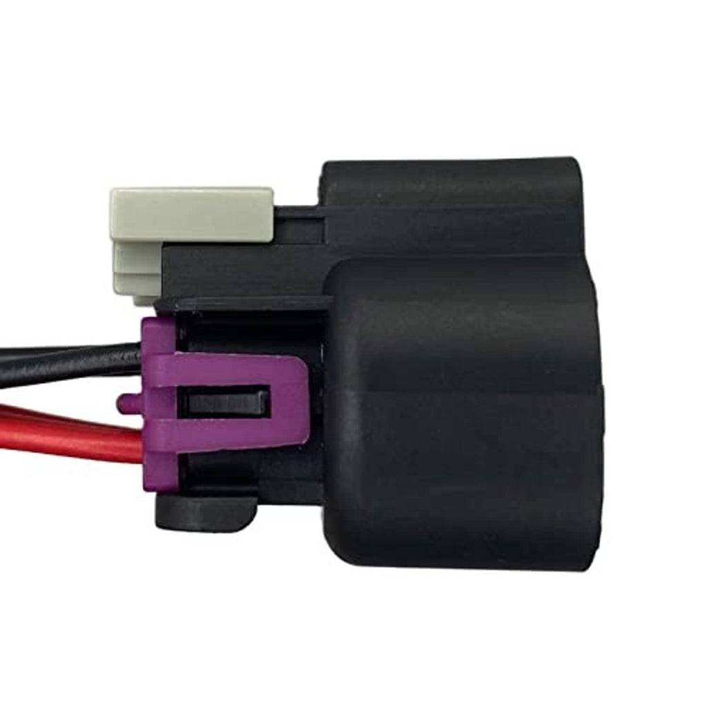 Throttle position sensor connector with three colored wire leads and black housing