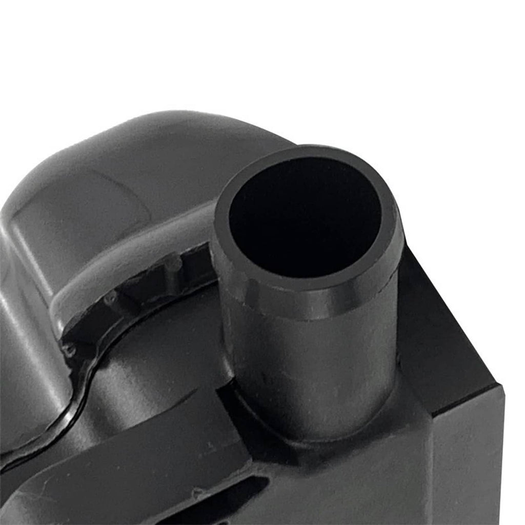 Close-up of black crankcase breather housing with large circular opening
