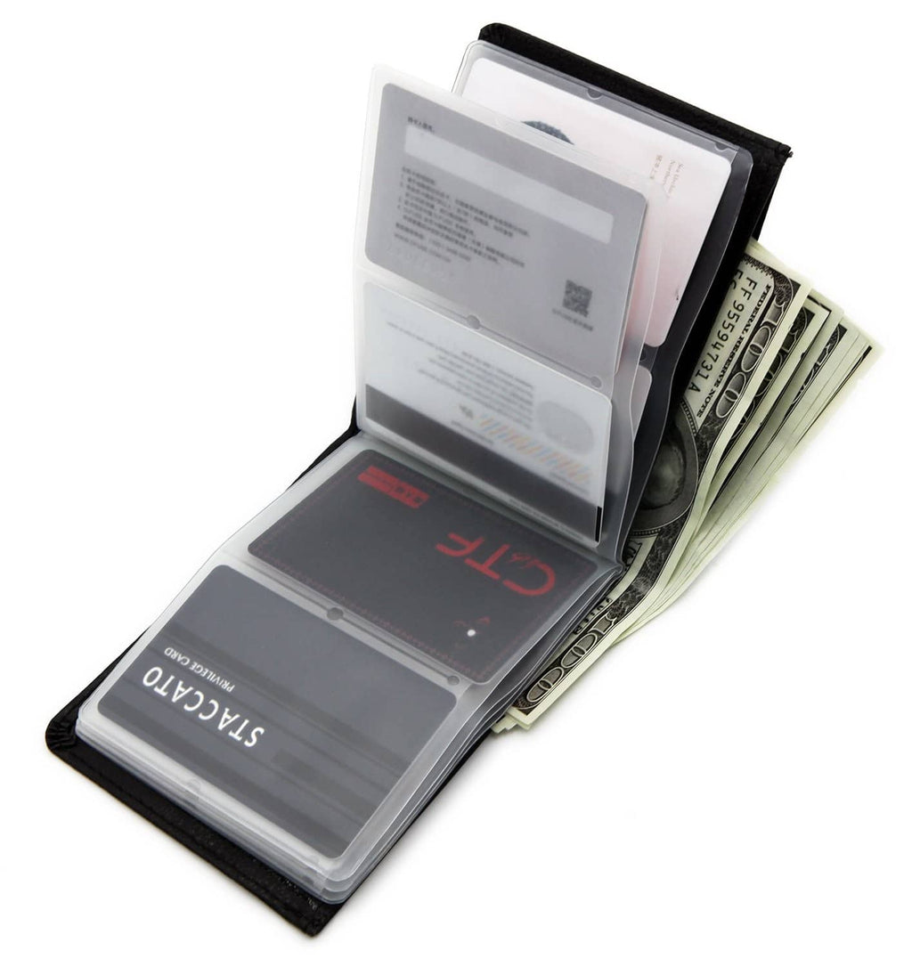 Ai-dee RFID-blocking leather wallet with cards and cash partially inserted