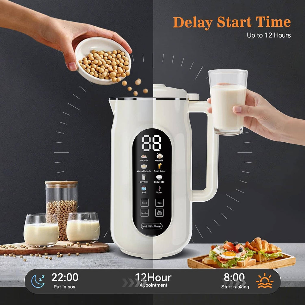 Cream nut milk maker machine with digital timer display and handheld cup
