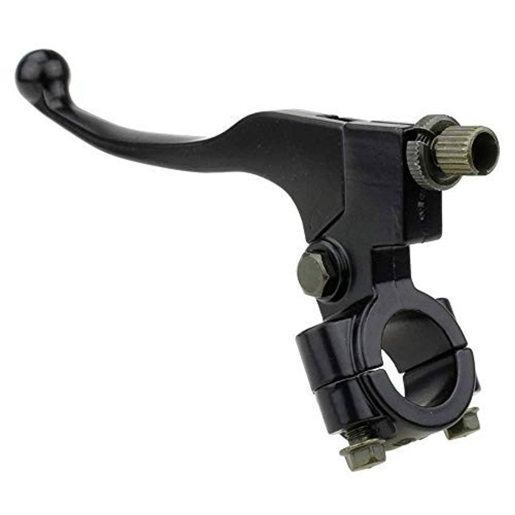 Black universal left clutch/brake lever perch, close view of handle and clamp area