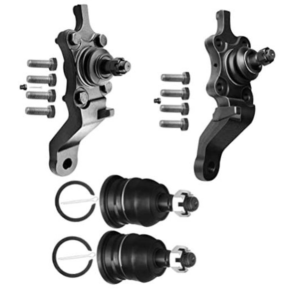 Front suspension ball joint and control arm set with rubber boots and mounting bolts