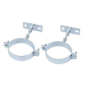 Galvanized adjustable pipe brackets, split-ring design, with mounting plates (2-pack)
