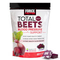 Beet blood pressure support supplement pouch, red and white label with beet imagery