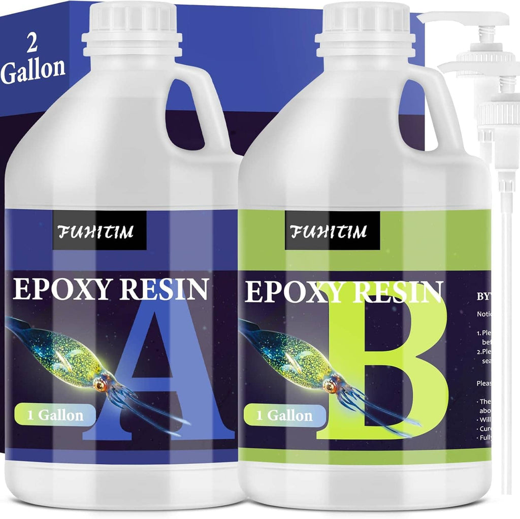 2-gallon epoxy resin bottles, crystal-clear high-gloss self-leveling kit