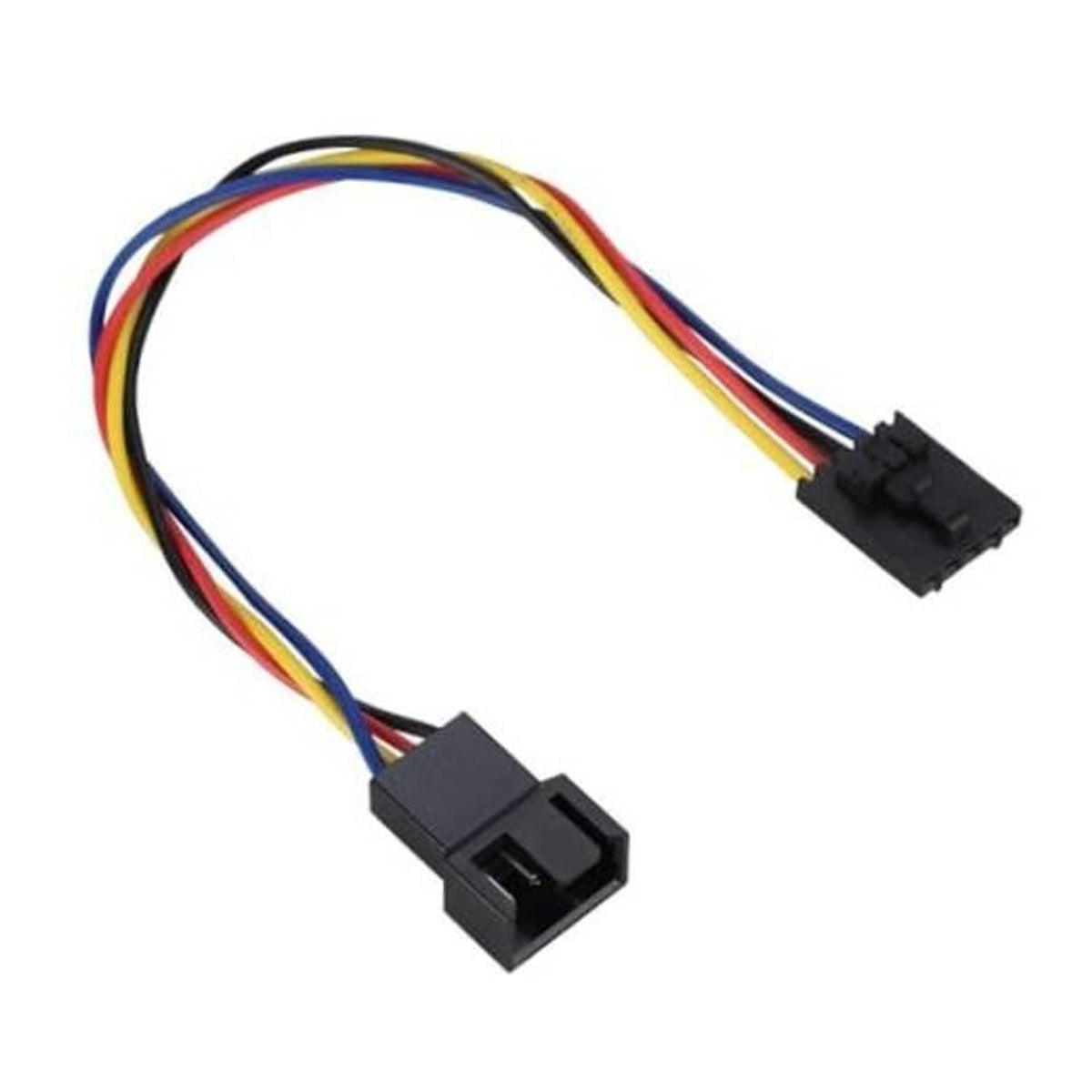 CPU fan adapter cable with multicolor wires and dual black 5-pin to 4-pin connectors