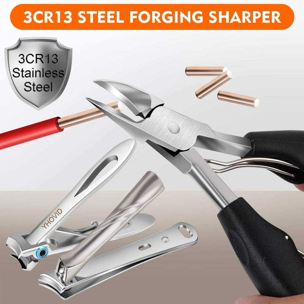 3CR13 steel toenail clipper, silver metal blades with black comfort handle