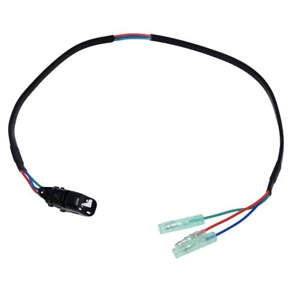 Power trim and tilt switch wiring harness with black leads and light-blue terminal plugs