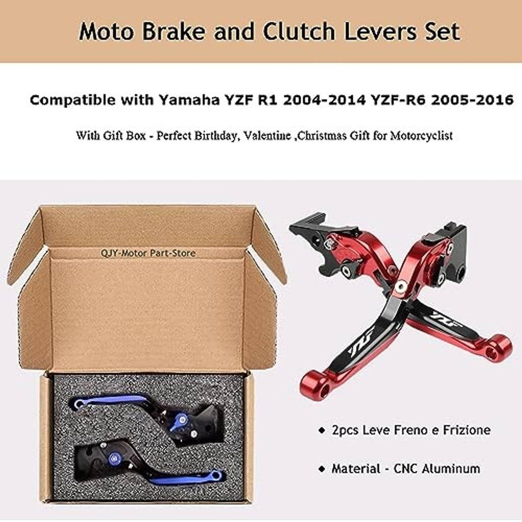 Red motorcycle brake and clutch lever set in cardboard box packaging