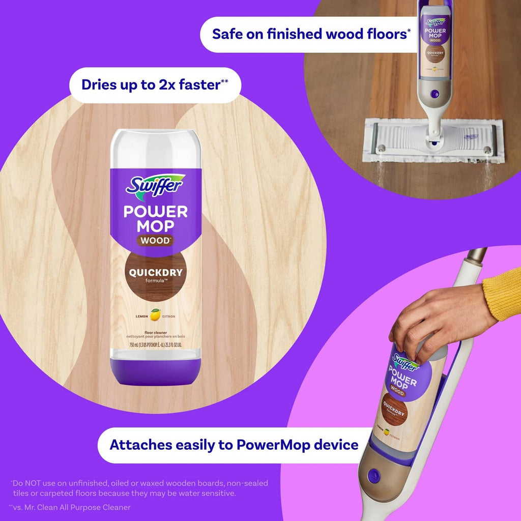 Swiffer Power Mop Wood QuickDry cleaner bottle for Power Mop device