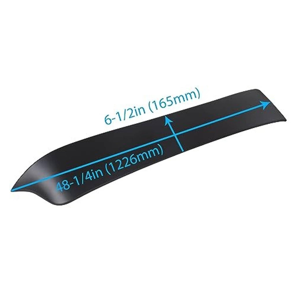Matte black rear window roof spoiler with size markings: 6-1/2in and 4-1/4in