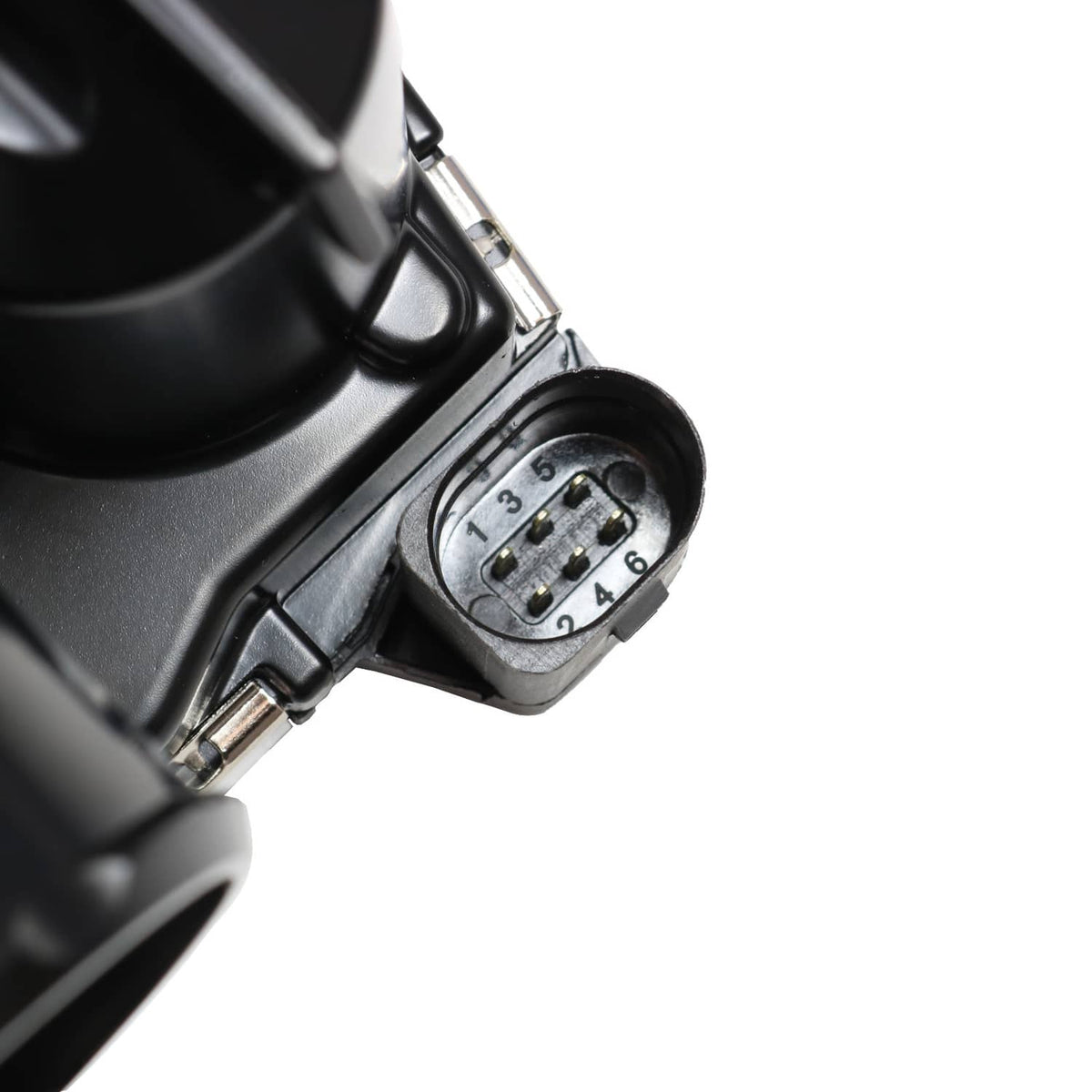 Throttle body wiring plug detail with numbered connector pins on black housing