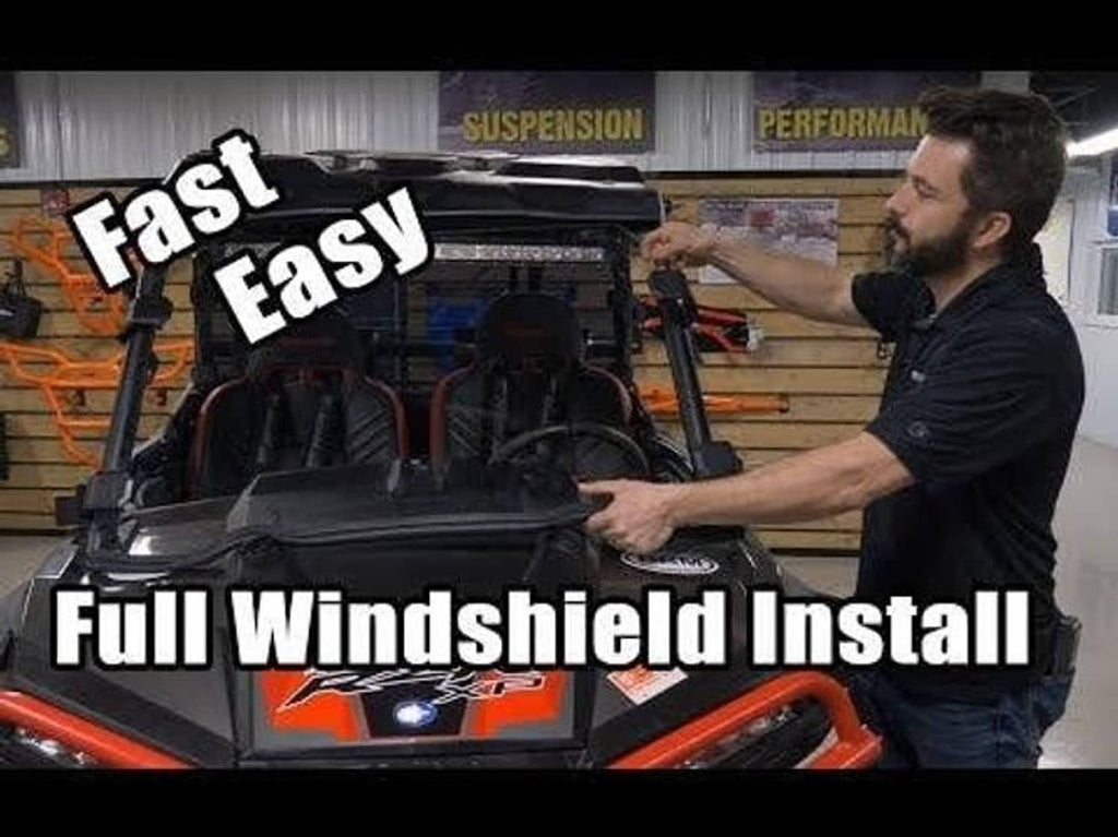 Polaris Ranger XP 900 full windshield install, clear panel held in place
