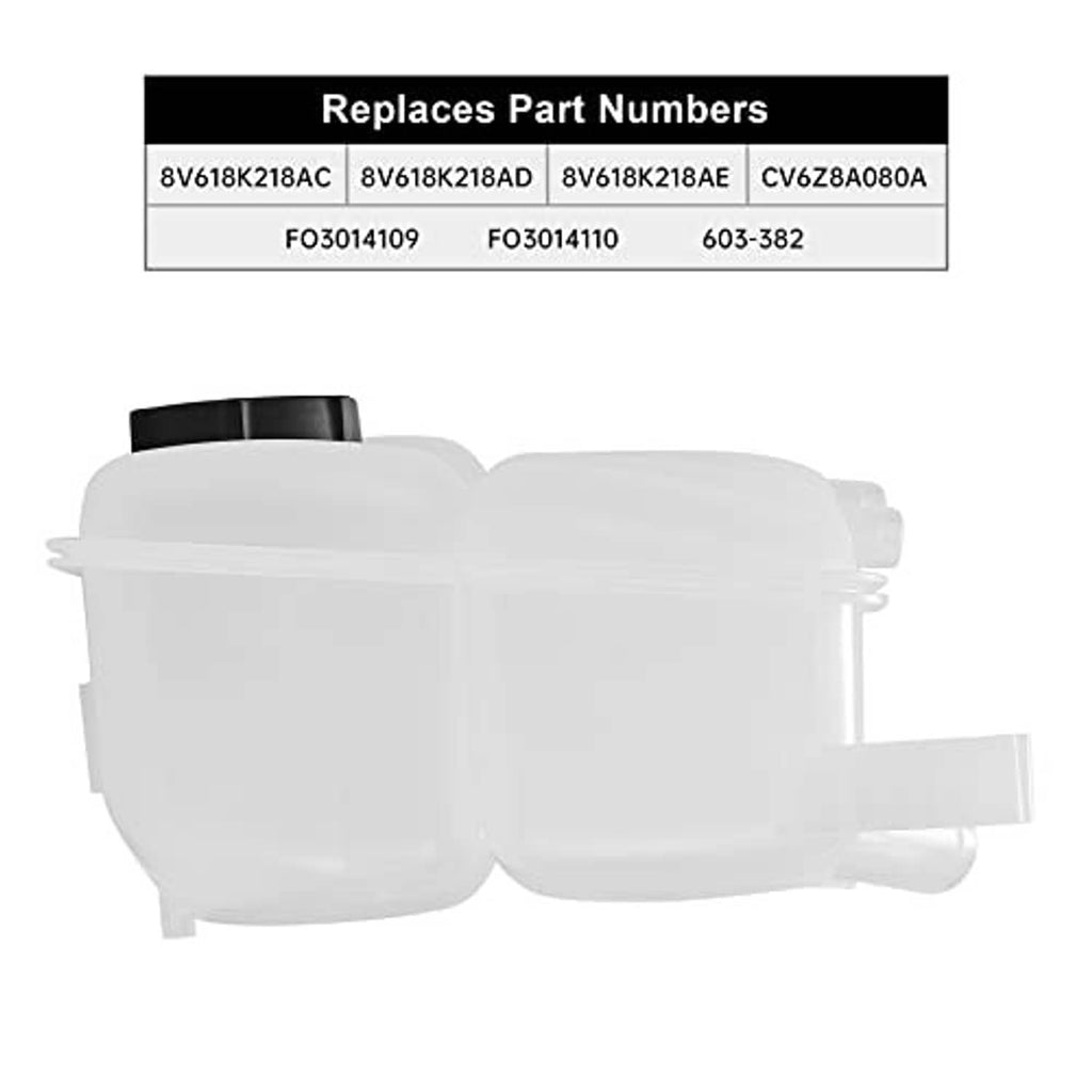 Coolant reservoir tank with cap, white plastic coolant container