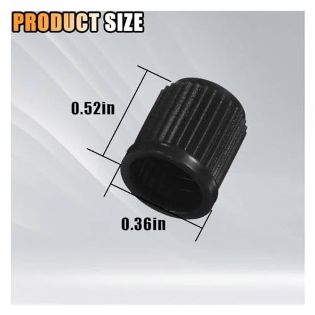 Black ribbed tire valve dust cap cover, short cylindrical shape