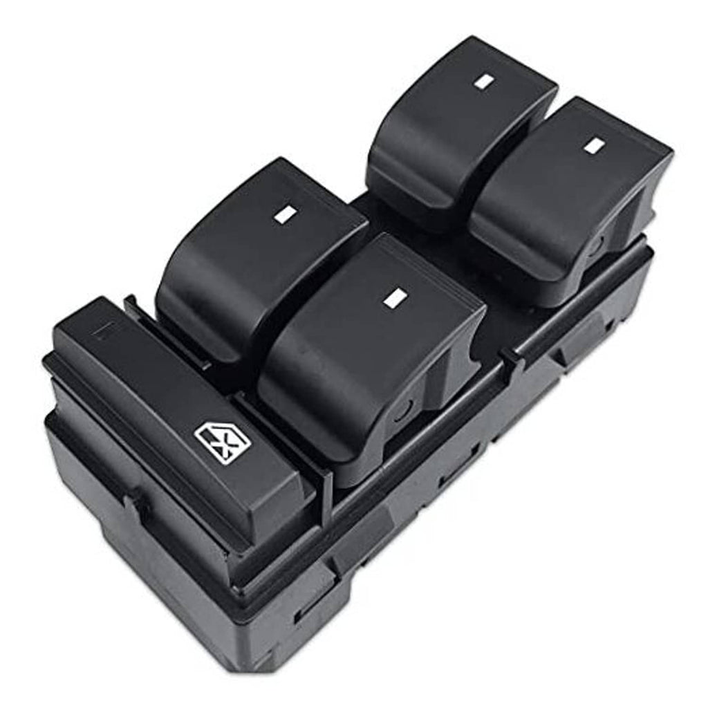 Black power window switch on driver-side control panel with four rocker buttons