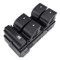 Black power window switch on driver-side control panel with four rocker buttons