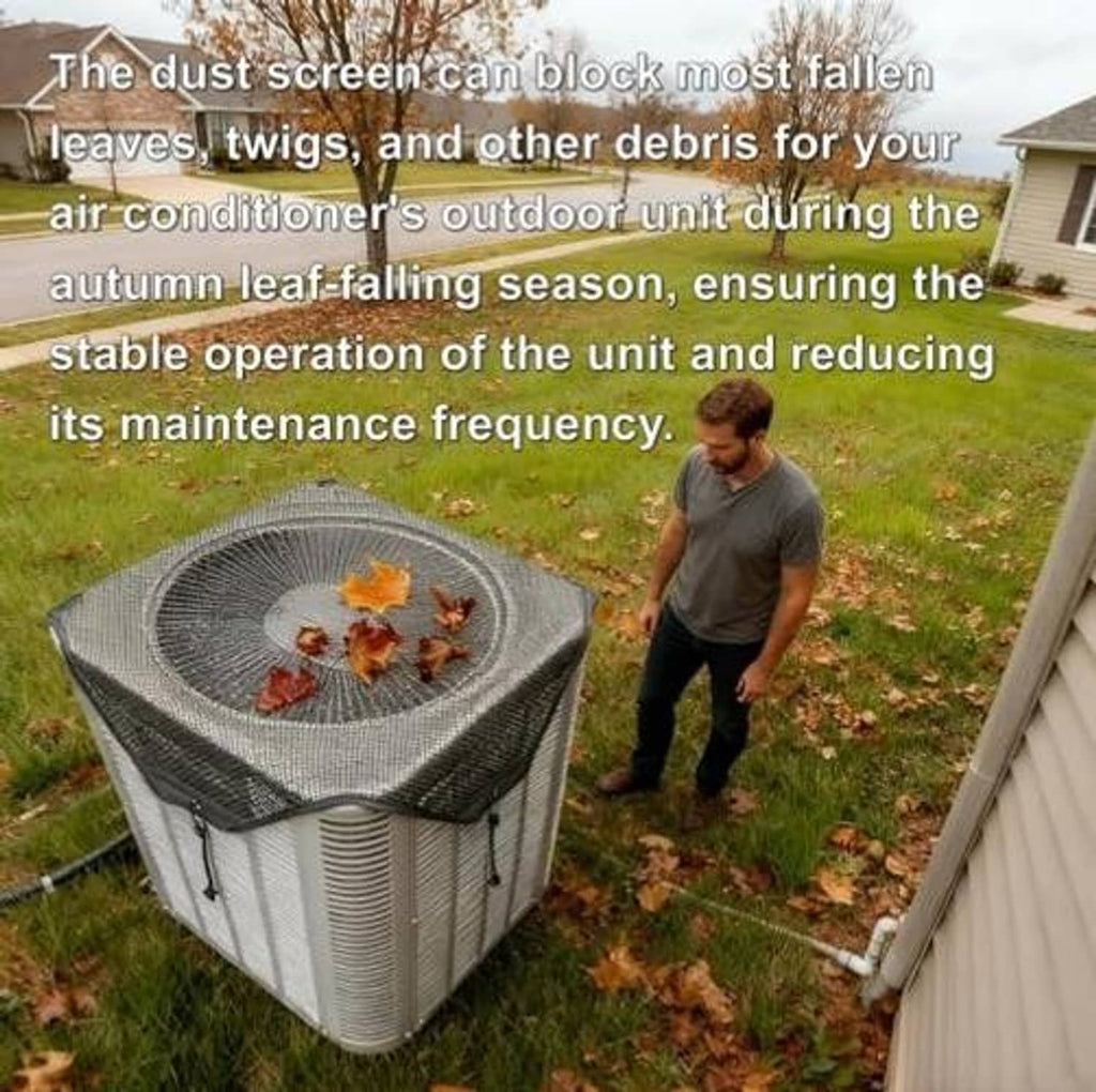 Mesh AC condenser cover to help block fallen leaves and outdoor debris