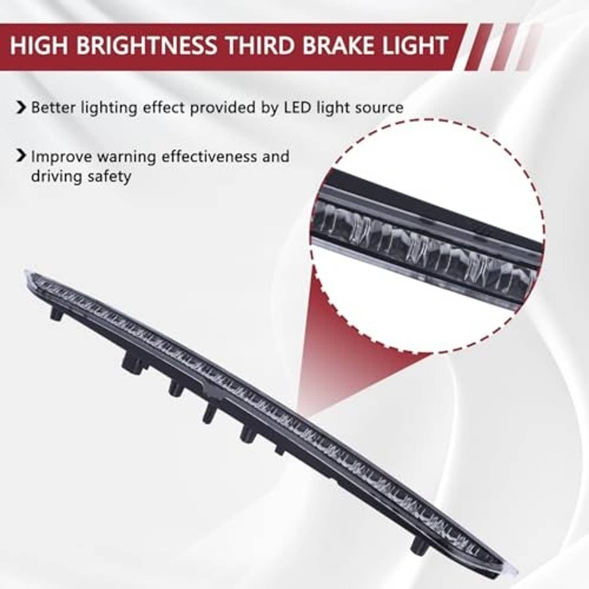 LED third brake light bar detail showing segmented clear lens
